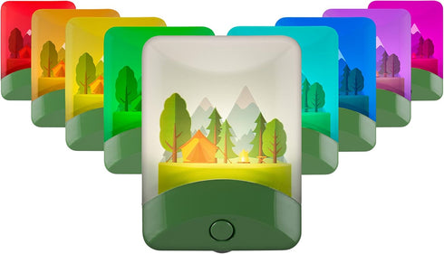 GE Color-Changing LED Night Light, Forest Design, Plugs Into Wall, Dusk To Dawn Sensor, For Kids Adults Bedroom Bathroom, Play Room, Nursery, 1 pa...