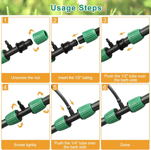 Drip Irrigation Fittings, 15 Pcs Lock Barbed Tee for 1/2 to 1/4 Inch Vinyl Tubing, Drip Line Parts 3-Way Tees Irrigation Connectors for Drip Sprin...