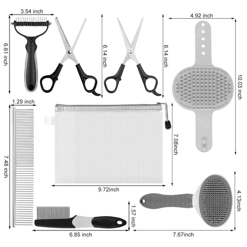 Pet Grooming Kit with Pet Shedding Slicker Brush, Bath Massage for Rabbit, Puppy, Kitten, Pet Grooming Kit With Multiple Combinations, Pet Supplie...