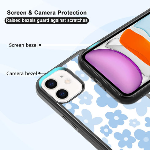 Light Blue Flower Phone Case Compatible with iPhone 11 6.1 Inch - Shockproof Protective TPU Cute Blue Floral iPhone Case Designed for iPhone 11 Ca...