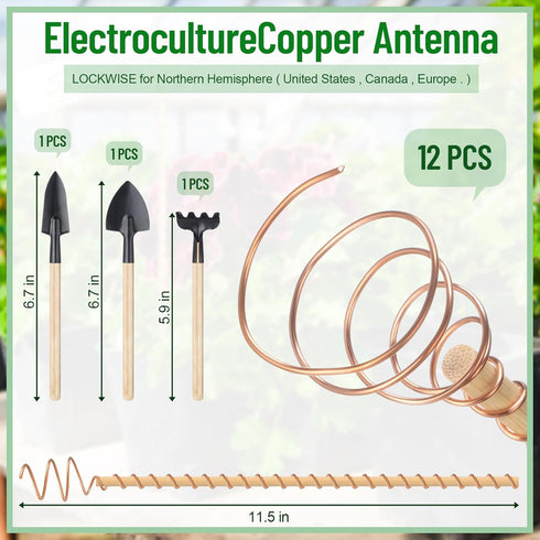 12 Pcs Electroculture Copper Gardening Antenna Long Copper Garden Stake Electroculture Plant Stake Garden Tool Coil Electronic Planting for Growin...