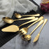 Berglander Stainless Steel Titanium Plated Flatware Serving Set, 6 Pieces, 5 Serving Sets of 45 Pieces Flatware With 1 Cake Server, Shiny Golden S...
