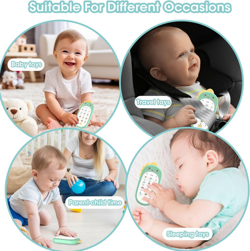 WXX Baby Phone Toy for Baby with Early Education & Music, Learning Educational Dinosaur Fake Kids Phone, Sensory Toys for Toddlers kids Boys and G...
