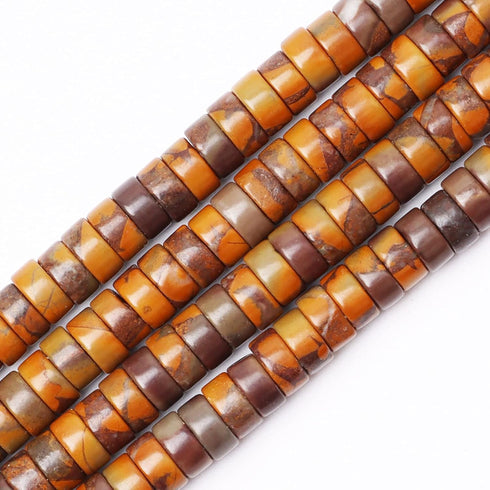 Natural Stone Heishi Beads for Necklace Making, 4 mm x 6 mm Small Flat Round Stone Loose Heishi Disc Gemstone Beads for Jewelry Making Craft Brace...