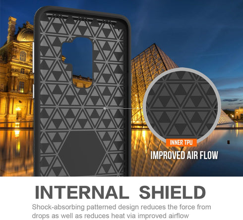 KIOMY Case for Samsung Galaxy S9 Plus /S9+, Shockproof Bumper Protective Cell Phone Back Cover Dual Layers Black...
