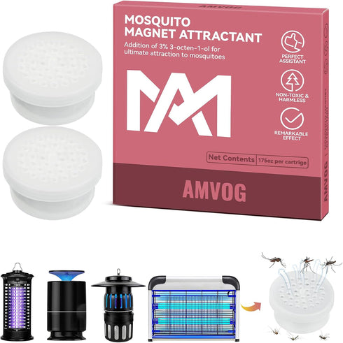 2024 Upgraded Insect Trap Octenol Pest Lures, 2PCS Mosquito Lure Refill Cartridge for Bug Zapper, Lasts 180 Days, Universal Fit for Indoor & Outdo...