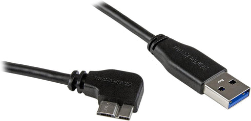 StarTech.com 1m 3 ft Slim Micro USB 3.0 Cable M/M - Right-Angle Micro-USB - USB 3.0 A to Micro B - Angled Micro USB - USB 3.1 Gen 1 5Gbps (USB3AU1...