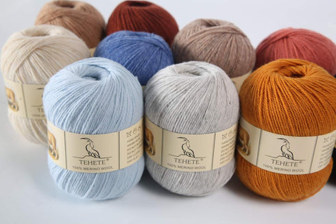 TEHETE 100% Merino Wool Yarn for Knitting 3-Ply Luxury Warm Soft Lightweight Crochet Yarn (Star Blue)...