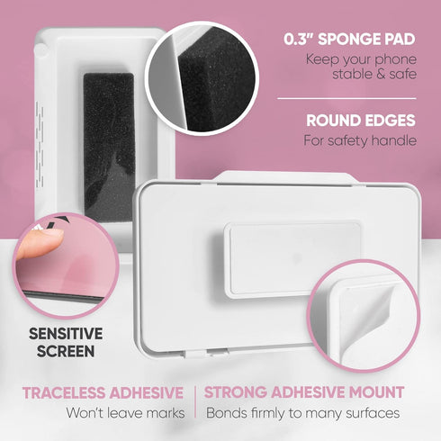 Pink Marine Waterproof Shower Phone Holder Wall Mounted Bathroom Shower Water Resistant Full Rotating Phone Case for iPhone 14 13 12 11 Pro Max An...