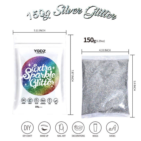 YGDZ Extra Fine Glitter - 150g/5.29OZ Holographic Glitter for Crafts, Resin Art & Festival Decor...