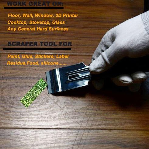 Razor Blades Metal Scraper Tool Glass Scraper Stove Top Long Handheld Scraper Window Ceramic Scraper with 20 PCS Single Edge Replacement Scraper B...