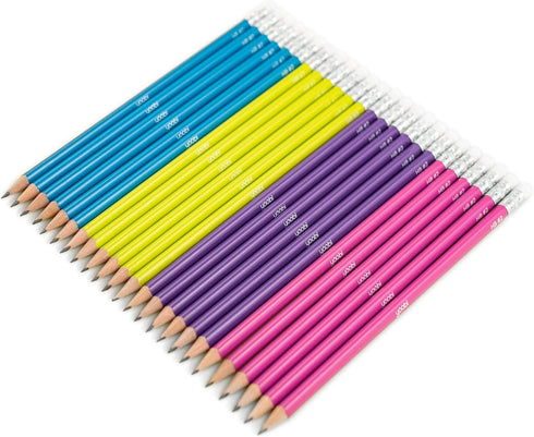 Yoobi No. 2 Pencils, Pre-sharpened in Bright Colors, Pink, Purple, Blue and Yellow Pencils, Fun School Supplies For Kids, Teens and Adults, 24 Pac...
