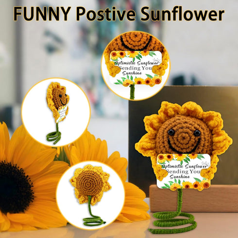 Friendship Gifts for Women Best Friend Keychain for Women Sunflower Crochet Doll Friends Gifts 3 inch Knitted Wool Doll with Positive Card...