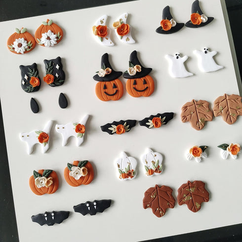 Halloween Polymer Clay Cutters - Winter Clay Cutters for Polymer Clay Jewelry, 11 Shapes Christmas Polymer Clay Molds, Pumpkin Ghost Holiday Clay ...
