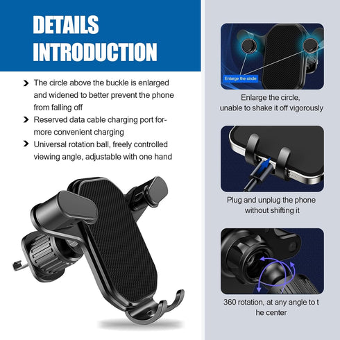 1 Pack Car Vent Phone Holder with Spiral Hook, Multifunctional Smartphone Mount, Universal Anti-Slip Vehicle Navigation Holder for Truck SUV Car, ...