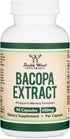 Bacopa Monnieri Capsules 20% Bacosides 450mg, 90 Count (Non-GMO, Gluten Free) Brahmi Extract (Memory Supplement for Brain Health, Focus, and Cogni...