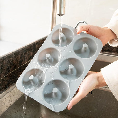 Silicone Donut Mold for 6 Doughnuts, Set of 2. Food Grade LFGB Silicone Bagels Baking Pan, Non-Stick, Dishwasher Safe, Heat Resistant and Microwav...