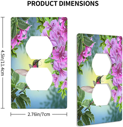 Hummingbird Wall Plates Switch Covers Small Bird Violet Flowers Green Leaves Duplex Outlet Cover Plug Plate For Home Decor Office Standard...