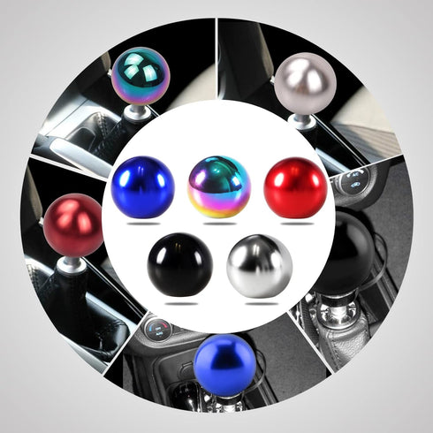 Universal Round Ball Gear Shift Knob,Chrome Finish Aluminum Shifter Knobs with 3 Adapters Compatible with Manual and Automatic Transmission Car(Re...