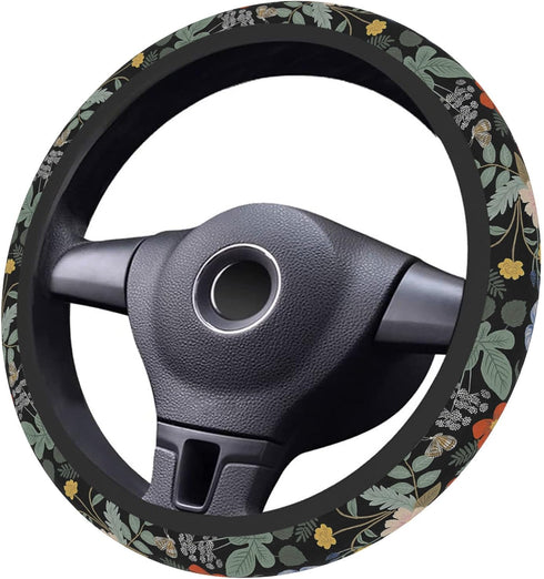 Flowers and Strawberries Steering Wheel Cover Auto Steering Wheel Protector Anti-Slip Breathable and Sweat Absorption Universal Car Accessories15 ...