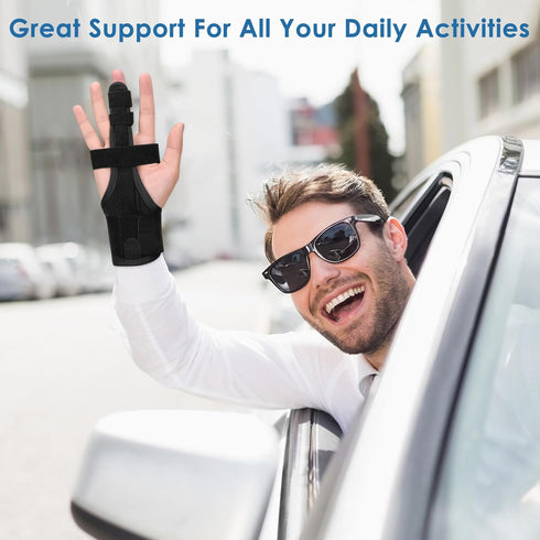 Full Trigger Finger Splint - Hand and Wrist Brace Support for Sprains, Pain Relief, Arthritis, Tendonitis, Fractured Finger - Adjustable Locking S...