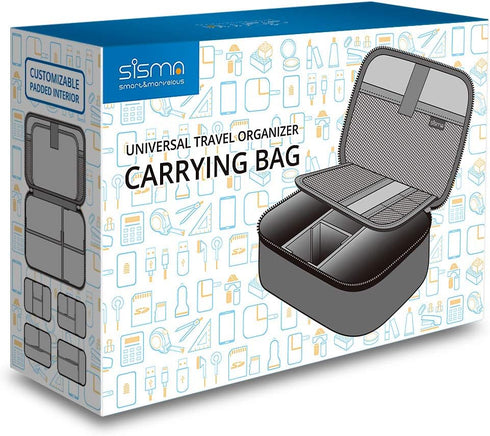 sisma Tech Travel Organizer Small Electronic Accessories Carrying Bag for Cables Phone Chargers Power Cords Earbuds Adapter, Special Edition...