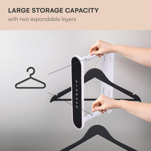 flybold Hanger Storage Rack - Hanger Organizer Stacker for Closet Organization - Space-Saving Storage Holder for Light Hangers - Adhesive Hanger U...