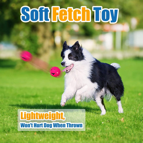 Squeaky Dog Toys for Medium Dogs, Soft Latex Squeaky Dog Balls, Smile Dog Squeaky Toys, Dog Toys Balls for Medium Dogs 6pcs Round Balls for Corgi,...
