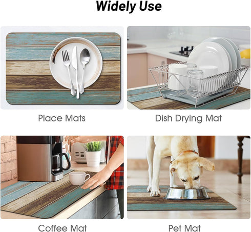 Coffee Bar Mat for Countertops Coffee Mat Dish Drying Mat for Kitchen Counter Absorbent Hide Stain Rubber Backed Dish Mat Drying Kitchen Mat Coffe...