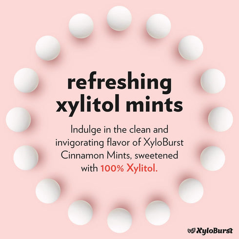 XyloBurst - Xylitol Mints | Sugar Free Breath Mints for Oral Health | Gluten Free, Vegan, Keto Friendly | Aspartame Free Mint | Cinnamon | 200 Cou...