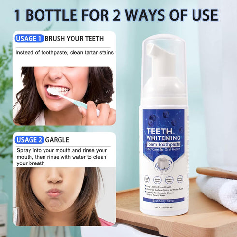 2 Packs Foam Toothpaste, Whitening Toothpaste, Baking Soda Toothpaste, Ultra-fine Mousse Foam Deeply Cleaning Gums, for Great Oral Care & Whitenin...