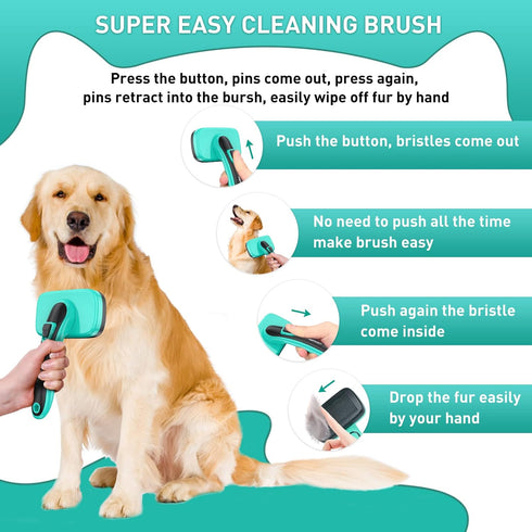 Dogs Self-Cleaning Slicker Brush for Shedding Long & Short Haired Cats, Safe Painless Bristles Removes Loose Undercoat, Tangled For All Size Pet, ...