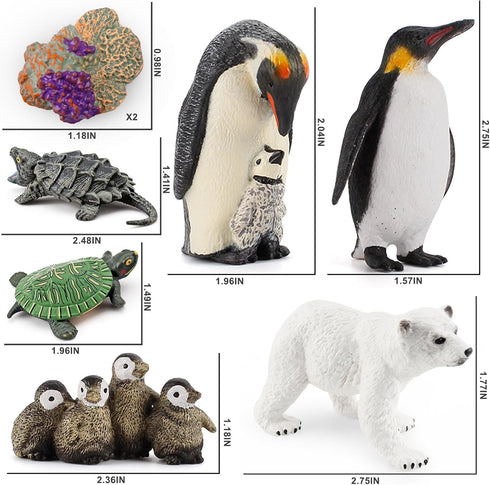 Sea Animal Toys Playset 8Pcs Arctic Animal Figurines Polar Bear Penguin Turtle Figures Model Cake Toppers Early Learning Gifts for Kids...