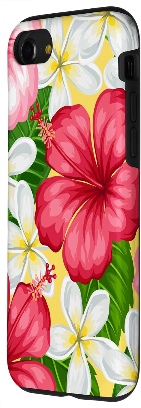 iPhone SE (2020) / 7 / 8 Hawaiian Tropical Phone Case Yellow Red Hibiscus Plumeria Case...