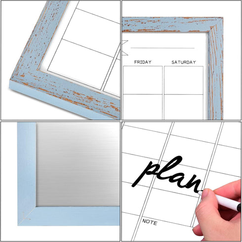 Dry Erase Monthly Calendar Board, Magnetic Whiteboard for Wall, Office/School/Home, Solid Wood Walnut Brown Frame Hanging Board 10.5"x 14.5"(YL-Bl...