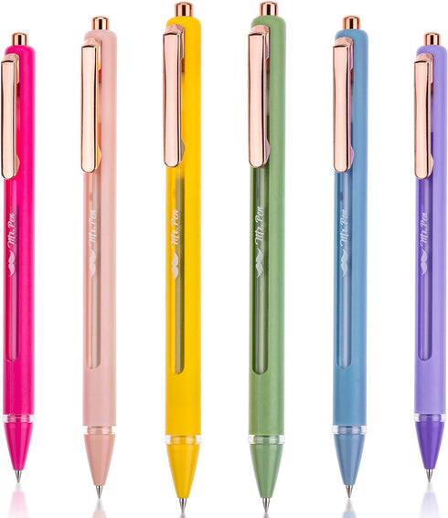 Mr. Pen- Retractable Gel Pens, 6 Pack, Black Ink Gel Pens, Vibrant Barrels, Fast Dry, Gel Pens Fine Point 0.5mm, Retractable Pens, Cute Pens, Gel ...