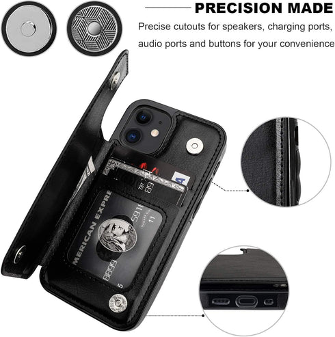 ONETOP Compatible with iPhone 12 Mini Wallet Case with Card Holder, PU Leather Kickstand Card Slots Case, Double Magnetic Clasp and Durable Shockp...
