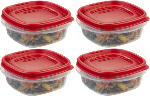 Rubbermaid Food Storage Containers, 1.25 Cup Food Storage Containers, 9 Peice Set, Easy Find Lids, 4 Containers, 4 Lids Chalk Pen And Chalk Labels...