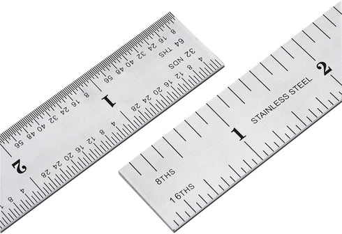 eBoot 2 Pack Stainless Steel Ruler Machinist Engineer Ruler, Rigid Metal Ruler with Inch Graduations 1/8, 1/16, 1/32, 1/64 Inch for Engineering, S...