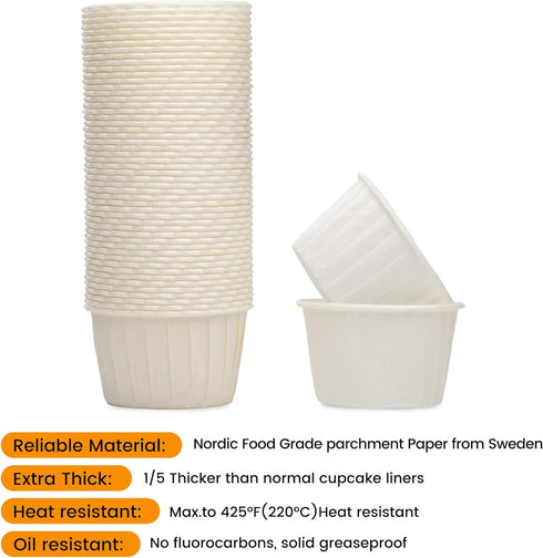 50pcs White Cupcake Baking Cups, Heavy Duty Parchment Paper Cupcake Liners 3.5oz for Muffin, Cupcake, Dessert....