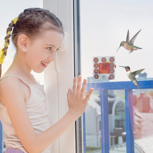 Window Hummingbird Feeder, 2 Pc Handheld Hummingbird Feeders, Small Window Hummingbird Feeders for Outdoors, Hummingbird Feeder Window with Cleani...
