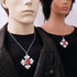 Medallion with Red Cabochon Medieval Renaissance Silver Finish Pendant Necklace...