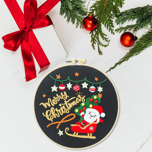 3 pcs christmas embroidery kit,embroidery kit for beginners adults,cross stitch kits with Patterns and Instructions3 Embroidery Hoop 3 Set Embroid...