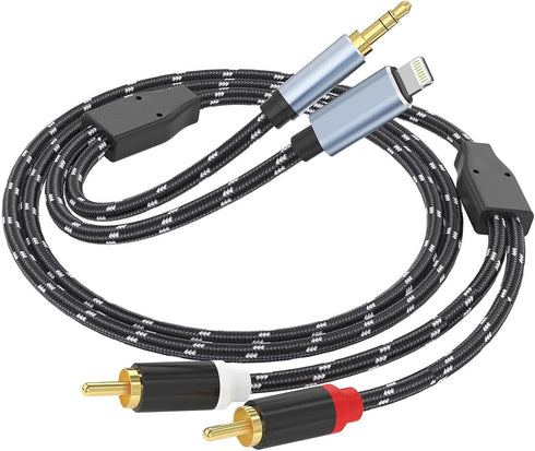 Lightning to RCA Cable Audio Aux Adapter with 3.5mm Audio Cable,2-Male Stereo Y Splitter Adapter for Select iPhone, iPad and iPod Models for Power...
