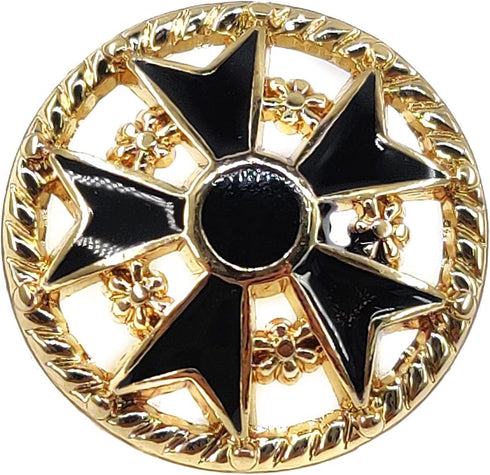 Black Arrowhead Golden Hollow Metal Base Shank Buttons 20 Pcs - 18mm, 23/32"...