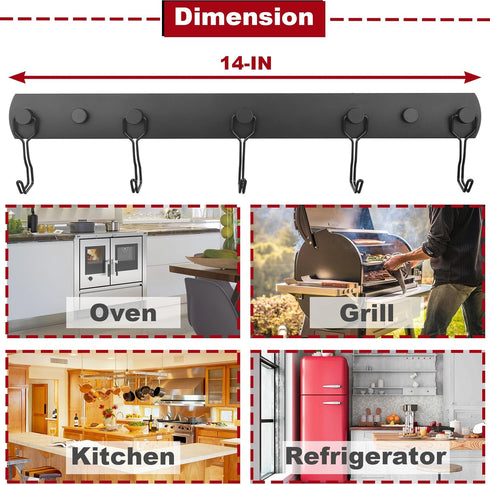 Magnetic Grill Hooks, Heavy Duty Magnetic Utensil Rack with 5 Hooks, Strong Magnetic BBQ Tool Rack, Grill Accessories for Traeger Blackstone Pit B...