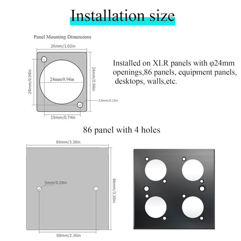 QIANRENON TRS 1/8 Stereo Panel Connector TRS 3.5mm Female to Female Short Cable Pass Through Panel Coupler,XLR Panel Mount, for Stereo Cable Speak...