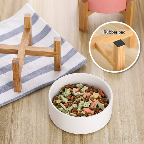 Elevated Raised Food Bowls/Dish with Stand for Water, Ceramic Pet Bowl with Anti Slip Rubber pad, Anti Vomiting, Stress Free for Small Dogs and Ca...