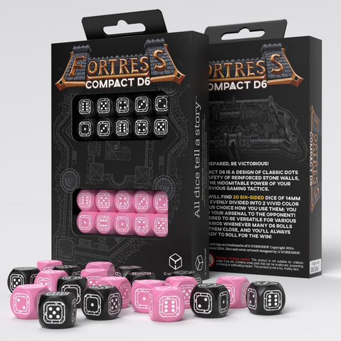 Fortress Compact D6: Black & Pink by Q-Workshop, Dice for RPG Board Games, for 1+ Players and Ages 14+...