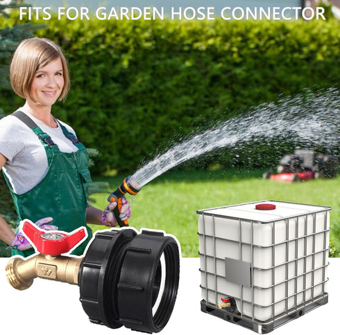 IBC Tote Adapter 2.44" IBC Tote Fittings 275-330 Gallon IBC Tote to Garden Hose Adapter, Brass Hose Faucet Valve+ Garden Hose Quick Connector+ Pla...